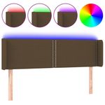 Casa si Gradina - Mobilier - Paturi si accesorii - Accesorii paturi - Tablie de pat cu LED, maro inchis, 147x16x78/88 cm, textil - Infinity.ro
