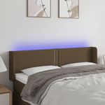 Casa si Gradina - Mobilier - Paturi si accesorii - Accesorii paturi - Tablie de pat cu LED, maro inchis, 147x16x78/88 cm, textil - Infinity.ro