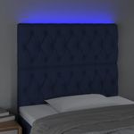 Casa si Gradina - Mobilier - Paturi si accesorii - Accesorii paturi - Tablie de pat cu LED, albastru, 100x7x118/128 cm, textil - Infinity.ro