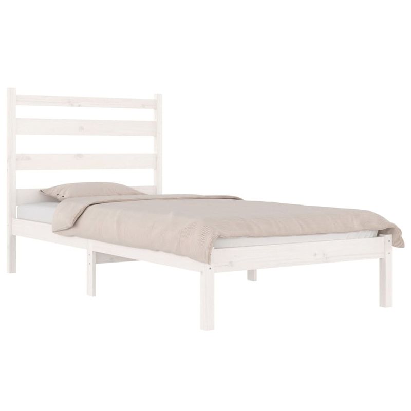 Casa si Gradina - Mobilier - Paturi si accesorii - Paturi - Cadru de pat mic single, alb, 100x200 cm, lemn masiv de pin - Infinity.ro