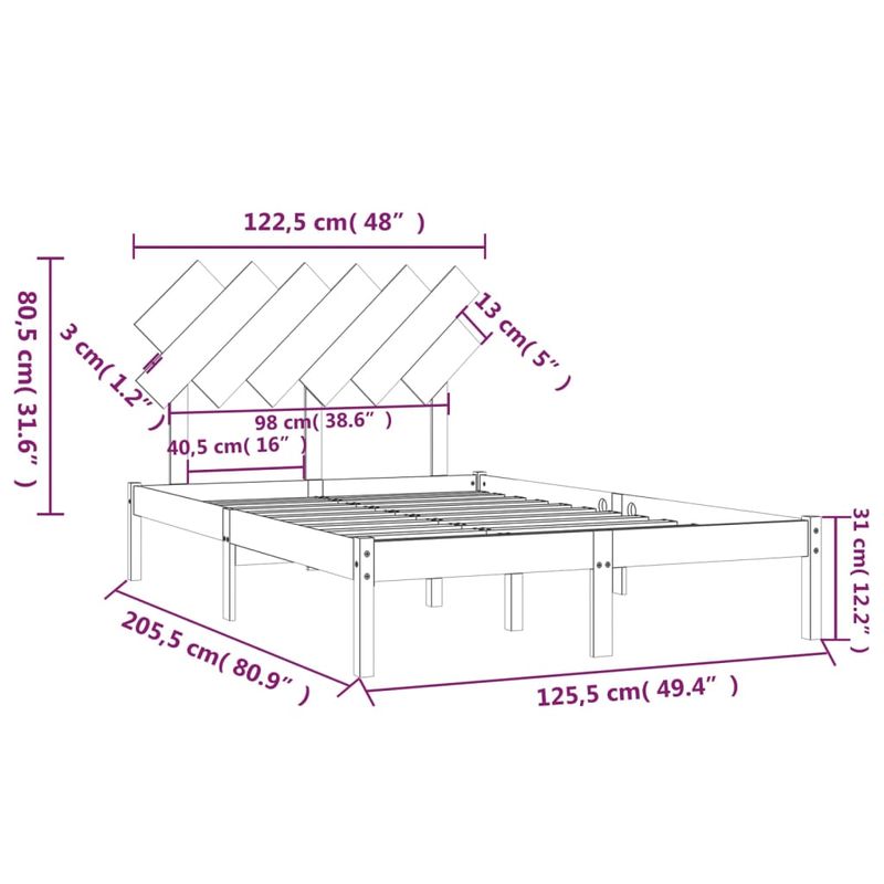 Casa si Gradina - Mobilier - Paturi si accesorii - Paturi - Cadru de pat mic single, 120x200 cm, lemn masiv - Infinity.ro
