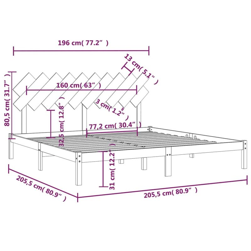 Casa si Gradina - Mobilier - Paturi si accesorii - Paturi - Cadru de pat mic single, 200x200 cm, lemn masiv - Infinity.ro