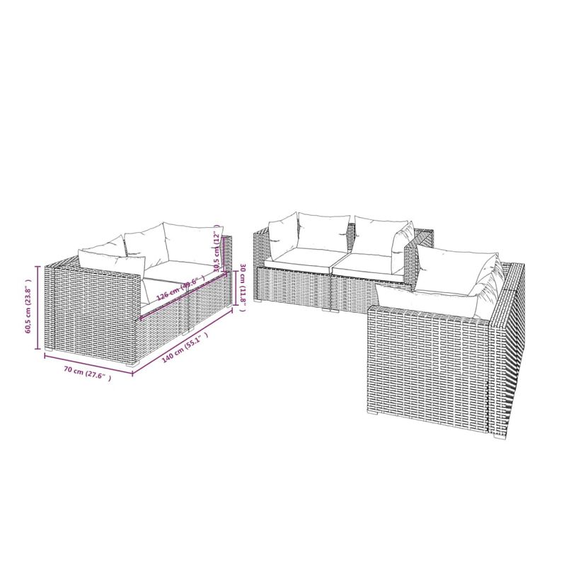 Casa si Gradina - Gradina si terasa - Mobilier exterior - Seturi mobila gradina - Set mobilier de gradina cu perne, 6 piese, maro, poliratan - Infinity.ro