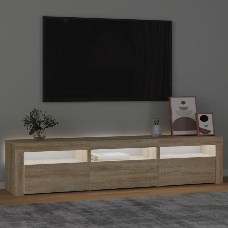 Casa si Gradina - Mobilier - Comode si corpuri - Comode - Comoda TV cu lumini LED, stejar sonoma, 180x35x40 cm - Infinity.ro