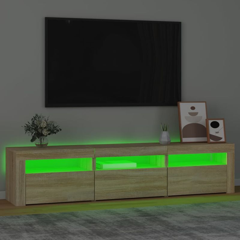 Casa si Gradina - Mobilier - Comode si corpuri - Comode - Comoda TV cu lumini LED, stejar sonoma, 180x35x40 cm - Infinity.ro