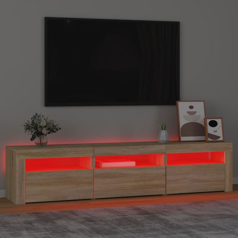 Casa si Gradina - Mobilier - Comode si corpuri - Comode - Comoda TV cu lumini LED, stejar sonoma, 180x35x40 cm - Infinity.ro