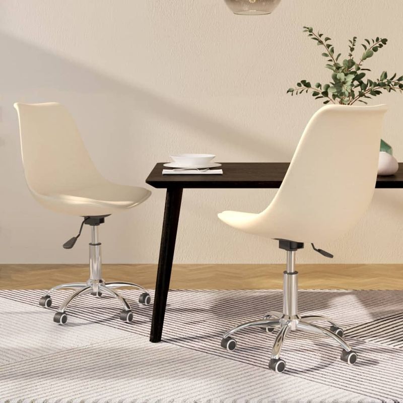 Casa si Gradina - Mobilier - Scaune si fotolii - Scaune - Scaune de bucatarie pivotante, 2 buc., crem, material textil - Infinity.ro
