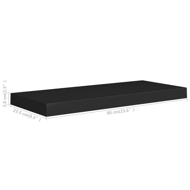 Casa si Gradina/Mobilier/Biblioteci si rafturi/Rafturi - Raft de perete suspendat, negru, 40x23x3,8 cm, MDF - Infinity.ro