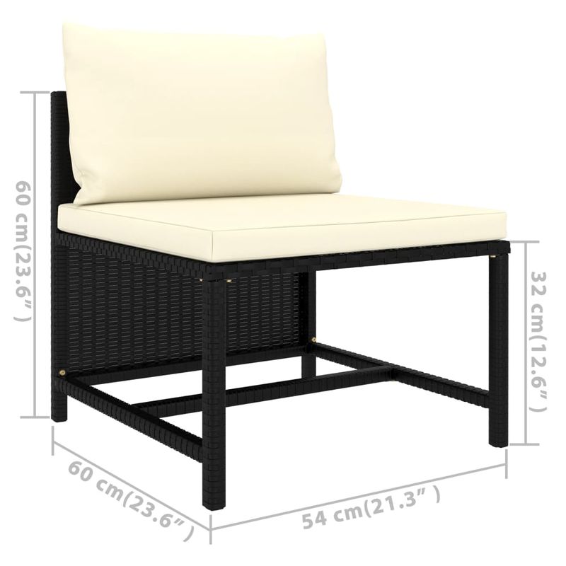Casa si Gradina - Gradina si terasa - Mobilier exterior - Seturi mobila gradina - Set mobilier de gradina cu perne, 6 piese, negru, poliratan - Infinity.ro