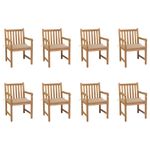 Casa si Gradina - Gradina si terasa - Mobilier exterior - Scaune si sezlonguri gradina - Scaune de gradina cu perne bej, 8 buc., lemn masiv de tec - Infinity.ro
