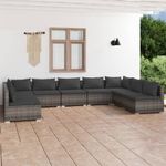 Casa si Gradina - Gradina si terasa - Mobilier exterior - Seturi mobila gradina - Set mobilier de gradina cu perne, 9 piese, gri, poliratan - Infinity.ro