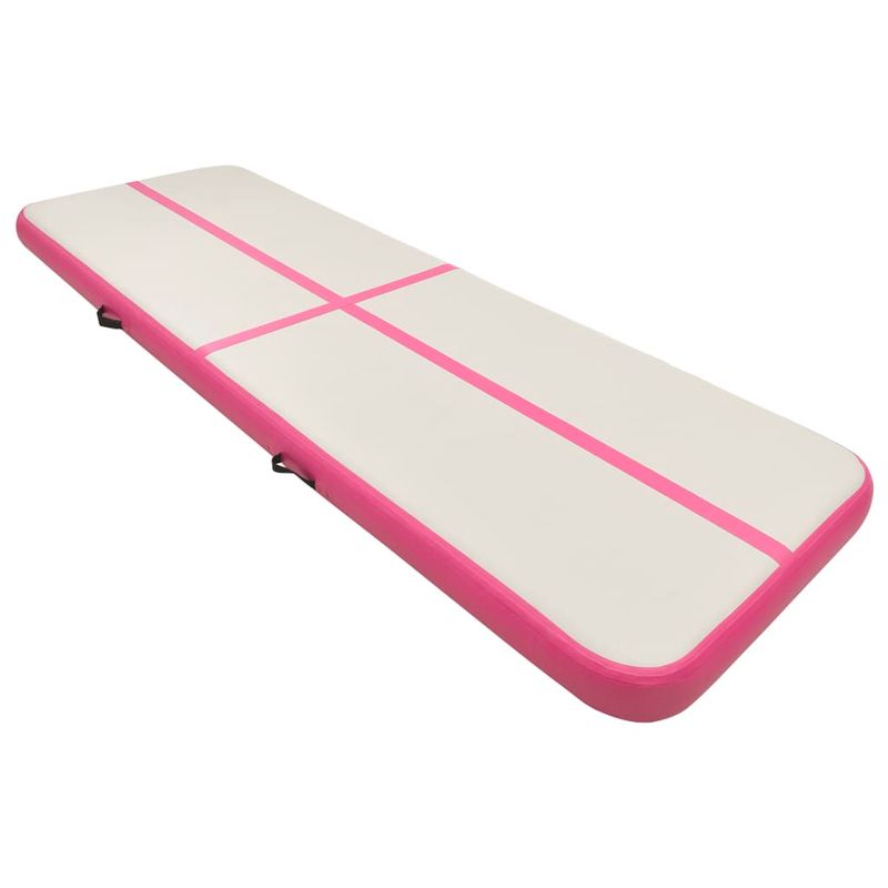 Sport si Outdoor - Fitness - Accesorii fitness - Saltele fitness - Saltea gimnastica gonflabila cu pompa roz 400x100x20 cm PVC - Infinity.ro