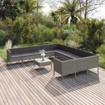 Casa si Gradina - Gradina si terasa - Mobilier exterior - Seturi mobila gradina - Set mobilier de gradina cu perne, 12 piese, gri, poliratan - Infinity.ro