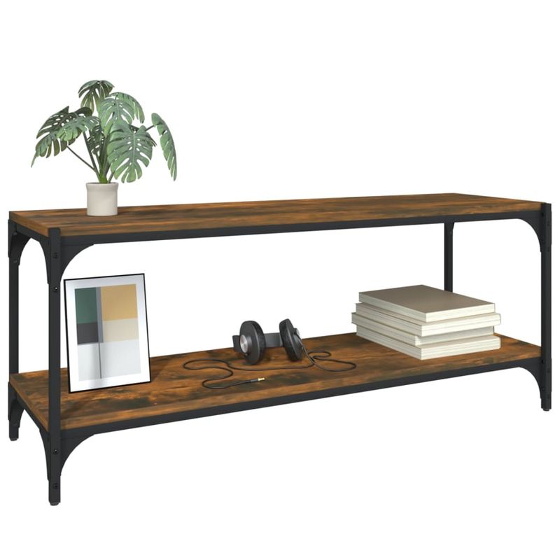Casa si Gradina - Mobilier - Comode si corpuri - Comode - Comoda TV, stejar fumuriu, 100x33x41 cm, lemn prelucrat si otel - Infinity.ro