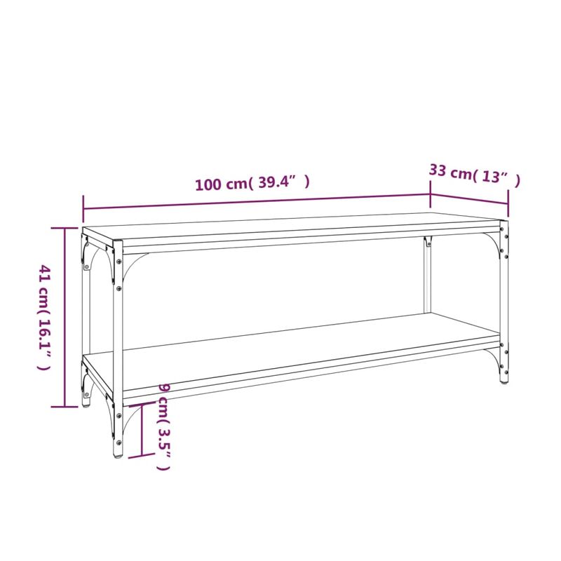 Casa si Gradina - Mobilier - Comode si corpuri - Comode - Comoda TV, stejar fumuriu, 100x33x41 cm, lemn prelucrat si otel - Infinity.ro