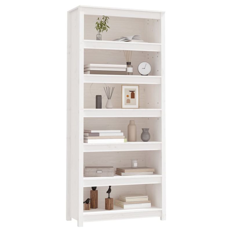 Casa si Gradina - Mobilier - Biblioteci si rafturi - Biblioteci - Biblioteca, alb, 80x35x183 cm, lemn masiv de pin - Infinity.ro