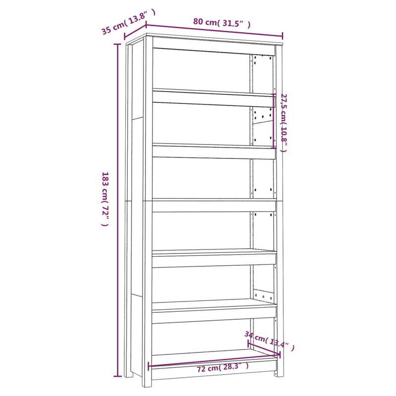 Casa si Gradina - Mobilier - Biblioteci si rafturi - Biblioteci - Biblioteca, alb, 80x35x183 cm, lemn masiv de pin - Infinity.ro