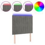 Casa si Gradina - Mobilier - Paturi si accesorii - Accesorii paturi - Tablie de pat cu LED, gri deschis, 80x5x118/128 cm, catifea - Infinity.ro