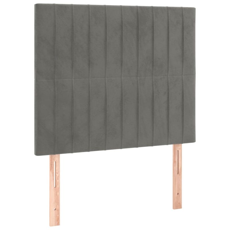 Casa si Gradina - Mobilier - Paturi si accesorii - Accesorii paturi - Tablie de pat cu LED, gri deschis, 80x5x118/128 cm, catifea - Infinity.ro