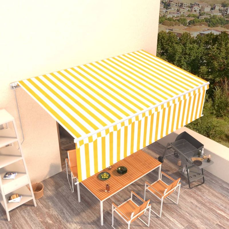 Casa si Gradina - Gradina si terasa - Umbrele si pavilioane - Umbrele - Copertina retractabila manual cu stor, galben&alb, 5x3 m - Infinity.ro