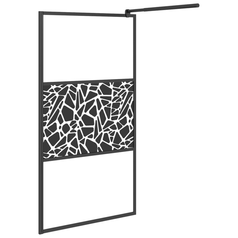 Casa si Gradina - Sanitare - Cazi si cabine de dus - Paravane si usi - Paravan de dus walk-in negru 100x195 cm sticla ESG model piatra - Infinity.ro
