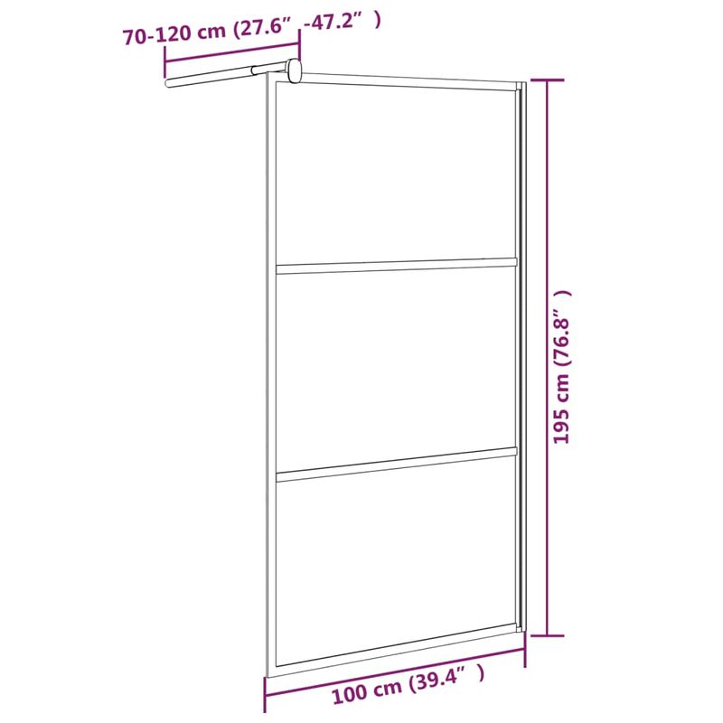 Casa si Gradina - Sanitare - Cazi si cabine de dus - Paravane si usi - Paravan de dus walk-in negru 100x195 cm sticla ESG model piatra - Infinity.ro