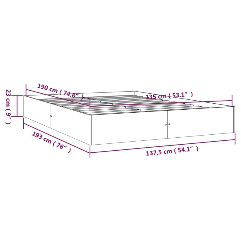 Casa si Gradina - Mobilier - Paturi si accesorii - Paturi - Cadru de pat dublu, alb, 135x190 cm, lemn masiv - Infinity.ro