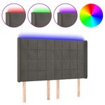 Casa si Gradina - Mobilier - Paturi si accesorii - Accesorii paturi - Tablie de pat cu LED, gri inchis, 147x16x118/128 cm, catifea - Infinity.ro