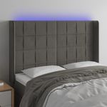 Casa si Gradina - Mobilier - Paturi si accesorii - Accesorii paturi - Tablie de pat cu LED, gri inchis, 147x16x118/128 cm, catifea - Infinity.ro