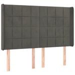 Casa si Gradina - Mobilier - Paturi si accesorii - Accesorii paturi - Tablie de pat cu LED, gri inchis, 147x16x118/128 cm, catifea - Infinity.ro
