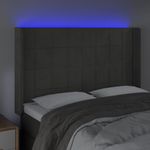 Casa si Gradina - Mobilier - Paturi si accesorii - Accesorii paturi - Tablie de pat cu LED, gri inchis, 147x16x118/128 cm, catifea - Infinity.ro