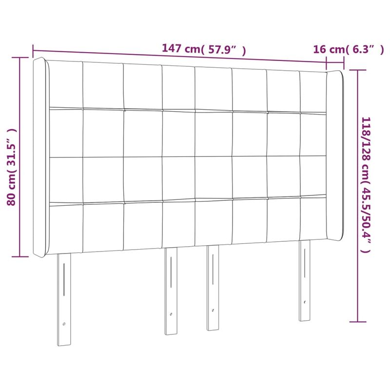 Casa si Gradina - Mobilier - Paturi si accesorii - Accesorii paturi - Tablie de pat cu LED, gri inchis, 147x16x118/128 cm, catifea - Infinity.ro