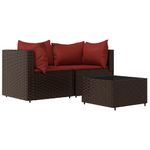 Casa si Gradina - Gradina si terasa - Mobilier exterior - Canapele si fotolii gradina - Set mobilier de gradina cu perne, 3 piese, maro, poliratan - Infinity.ro