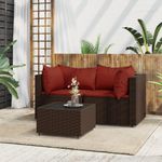 Casa si Gradina - Gradina si terasa - Mobilier exterior - Canapele si fotolii gradina - Set mobilier de gradina cu perne, 3 piese, maro, poliratan - Infinity.ro