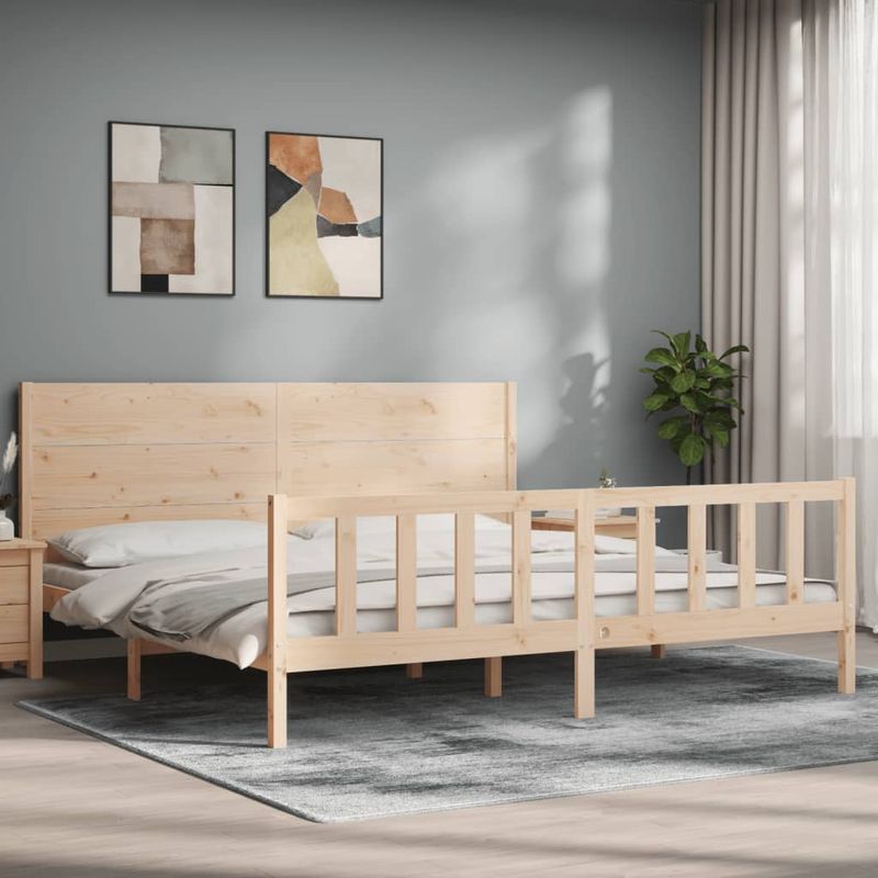 Casa si Gradina - Mobilier - Paturi si accesorii - Paturi - Cadru de pat cu tablie, lemn masiv de pin - Infinity.ro