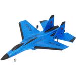 Jucarii, Copii si Bebe - Jucarii si jocuri - Vehicule si jucarii cu telecomanda - Elicoptere, avioane si nave de jucarie - Avion de lupta cu telecomanda iUni FX820, SU-35, Giroscop, Rezistent la impact, Albastru - Infinity.ro