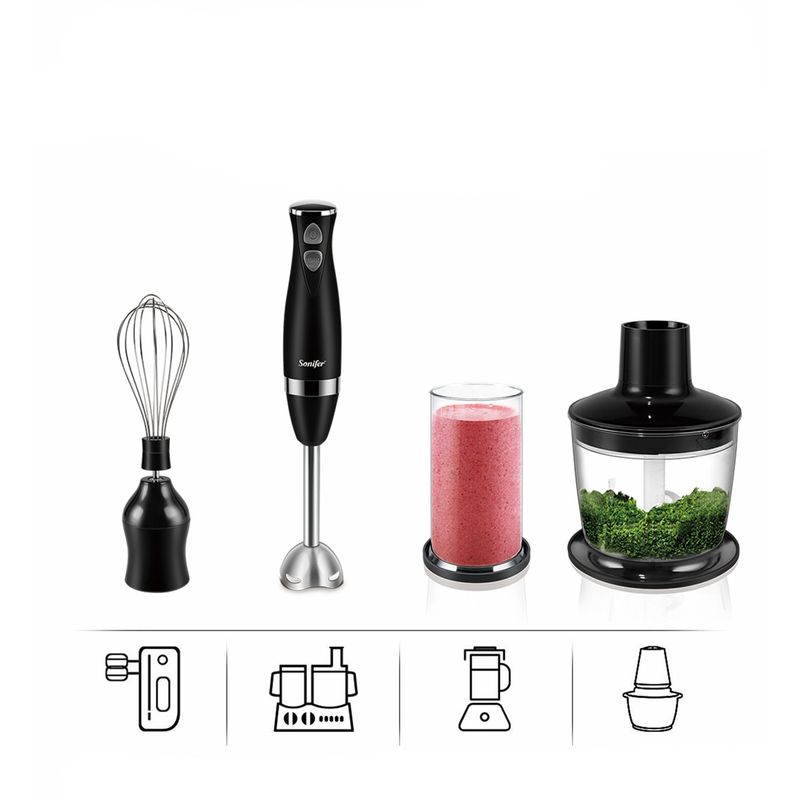 Electronice si Electrocasnice - Electrocasnice bucatarie - Mixere, tocatoare & roboti de bucatarie - Blendere si mini tocatoare - Set Blender 3 in 1 Sonifer SF-8044 cu putere 500W, Mixer vertical , functie Turbo, Multifunctional, Alb - Infinity.ro