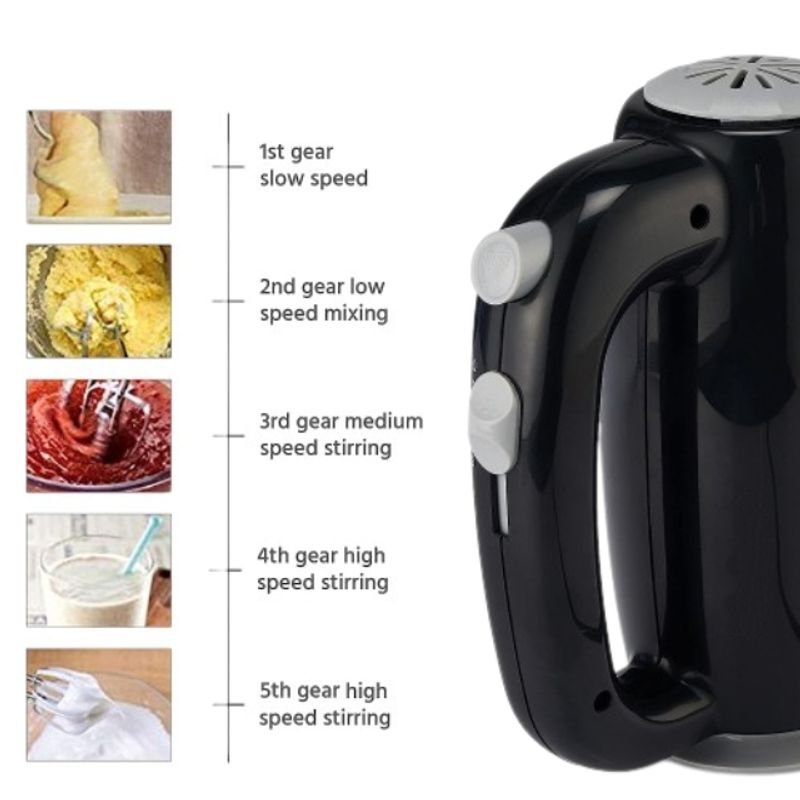 Electronice si Electrocasnice - Electrocasnice bucatarie - Mixere, tocatoare & roboti de bucatarie - Mixere - Mixer de mana Sonifer SF-7012, 250W, Teluri si carlige metalice, Negru - Infinity.ro