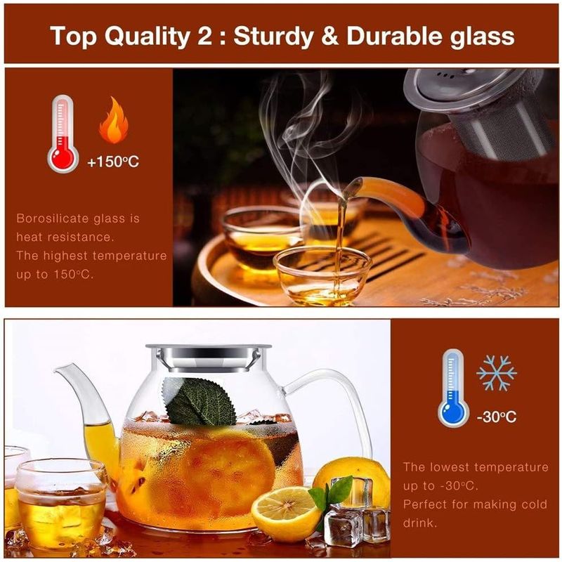 Casa si Gradina - Bucatarie si vesela - Vase pentru gatit - Ceainice si infuzoare - Ceainic cu infuzor, recipient pentru ceai/cafea, 800 ml, transparent - Infinity.ro