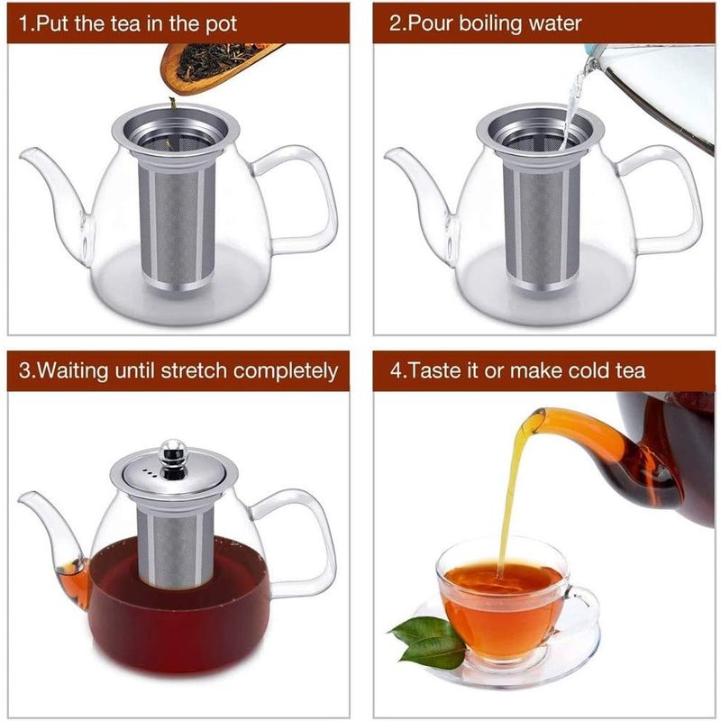 Casa si Gradina - Bucatarie si vesela - Vase pentru gatit - Ceainice si infuzoare - Ceainic cu infuzor, recipient pentru ceai/cafea, 800 ml, transparent - Infinity.ro