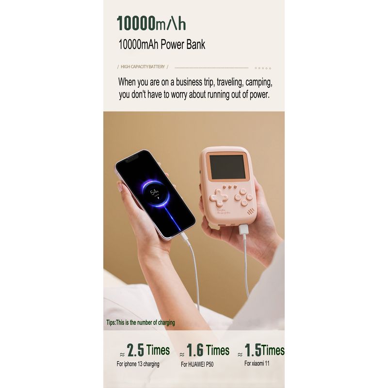 PC, gaming si accesorii - Gaming - Console gaming - Consola portabila 2 in 1 cu 500 de jocuri, Power Bank 10000 mAh cu fire type C si lightning - Infinity.ro