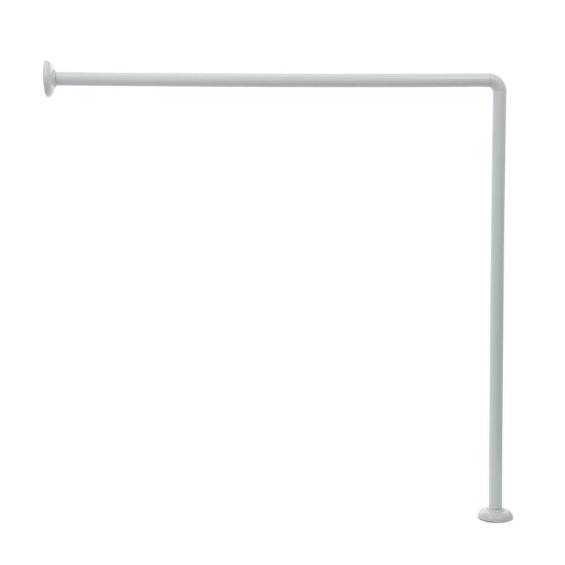 Casa si Gradina - Sanitare - Suporturi si accesorii baie - Suporturi baie - Set bara din otel, 2 bucati, pe colt 90 x 90 cm, cu perdea dus 180X180 cm, Alb, cu inele de fixare - Infinity.ro