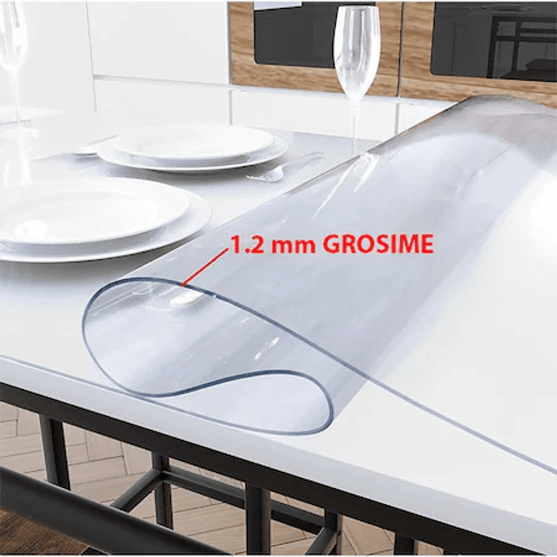 Casa si Gradina - Textile si covoare - Textile bucatarie - Fete de masa - Fata de masa transparenta din silicon, 140x100 cm, grosime 1.2 mm, aspect ca de sticla - Infinity.ro