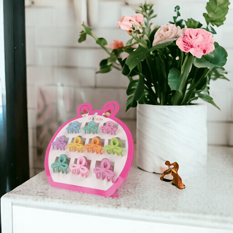 Fashion, accesorii si bijuterii - Copii - Accesorii copii - Accesorii pentru par copii - Set 10 clesti pentru par Crisalida, dimensiuni 2 x 2.4 cm, Fundite multicolor - Infinity.ro