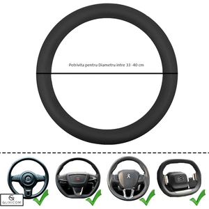 Husa Volan Silicon Universala Glixicom Negru Lavabila si Antialunecare Compatibilitate pentru Diametru intre 33 - 40 cm