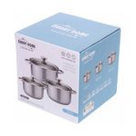 Casa si Gradina - Bucatarie si vesela - Vase pentru gatit - Oale si cratite - Set oale 6 piese Danny Home, 1.8L, 3.5L, 5,8L, inductie, cu capac sticla, Inox - Infinity.ro