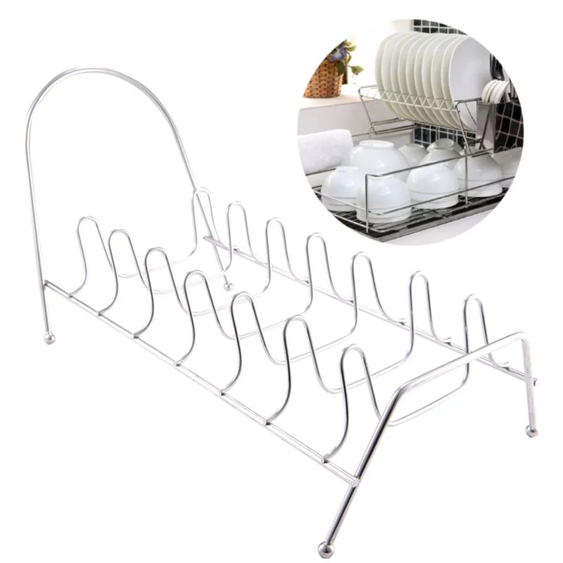 Casa si Gradina - Bucatarie si vesela - Organizare si depozitare bucatarie - Suporturi tacamuri si vase - Suport Metalic Pentru Capace, Oale, Tigai, Farfurii Si Tocatoare De Bucatarie, 27x10x17cm - Infinity.ro