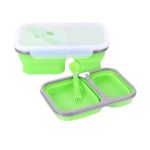 Casa si Gradina - Bucatarie si vesela - Organizare si depozitare bucatarie - Cutii alimentare - Caserola pliabila silicon Clip&Close cu lingura furculita, lungime 21,5 cm, Verde - Infinity.ro