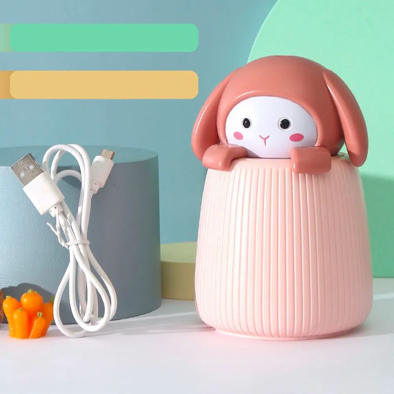 Electronice si Electrocasnice - Climatizare si sisteme de incalzire - Aparate filtrare aer - Umidificatoare - Umidificator camera copii Papa Rabbit, USB, 350 ml, roz - Infinity.ro