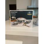 Casa si Gradina - Bucatarie si vesela - Vesela si tacamuri - Servicii de masa - Set supiera si boluri 7 piese, Danny Home, 6 persoane, Portelan, Alb/Verde - Infinity.ro